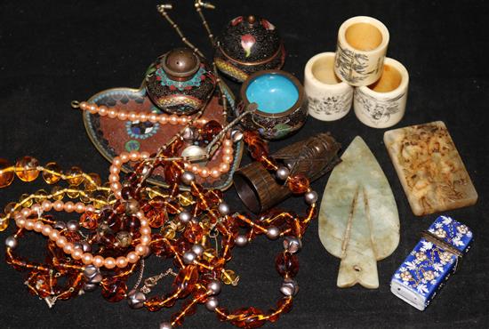 Enamel Etui and small Oriental items